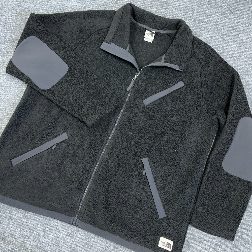 The North Face Jacket Mens 2XL Black Gray Cragmont Fleece Full Zip Sherpa